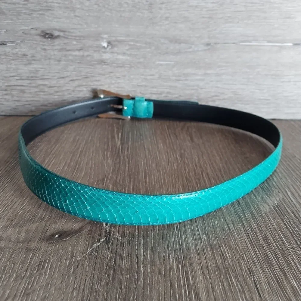 RETRO COLLECTIF GENUINE SNAKESKIN TEAL BELT SIZE LARGE
